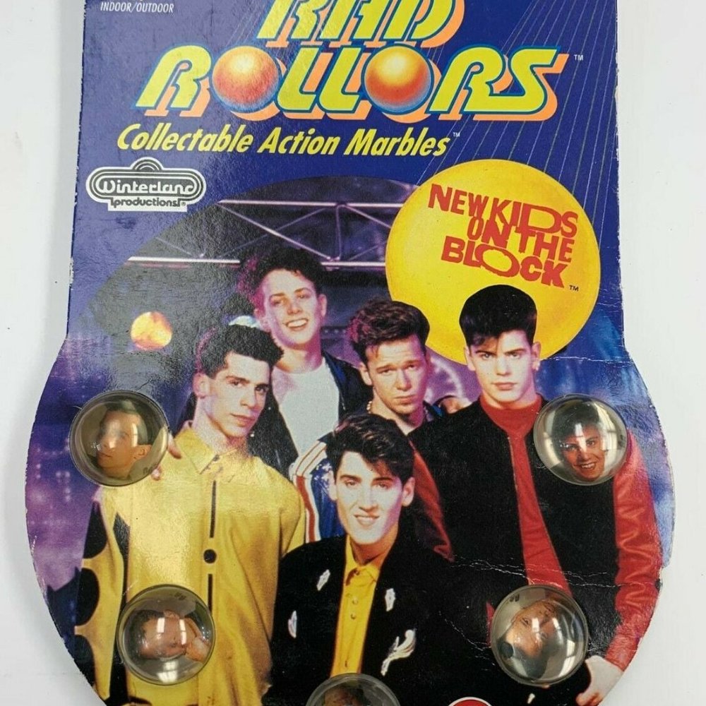 VINTAGE 1990 NEW KIDS ON THE BLOCK RAD ROLLERS ACTION MARBLES ORIGINAL PACKAGE .
